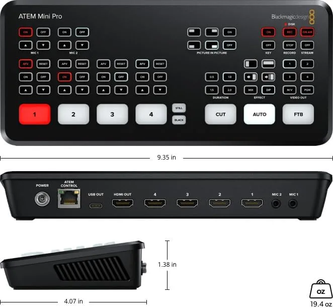 Blackmagic Design ATEM Mini Pro Mixeur vidéo Noir