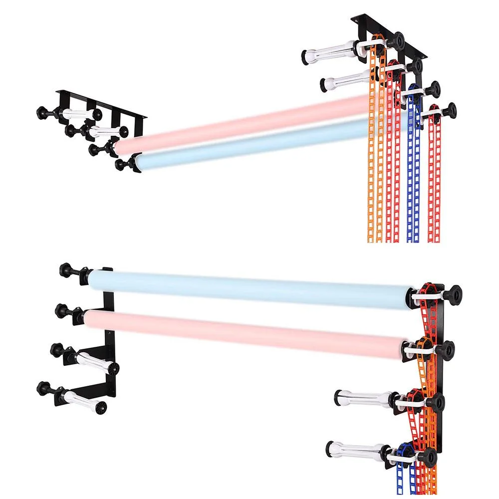 Support Montage Mural avec Enrouleur pour 4 Fonds avec Contrepoids